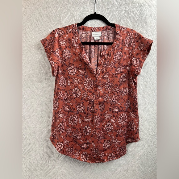 Liz Claiborne Women's Boho Top - Terracotta Floral - Picture 2 of 10